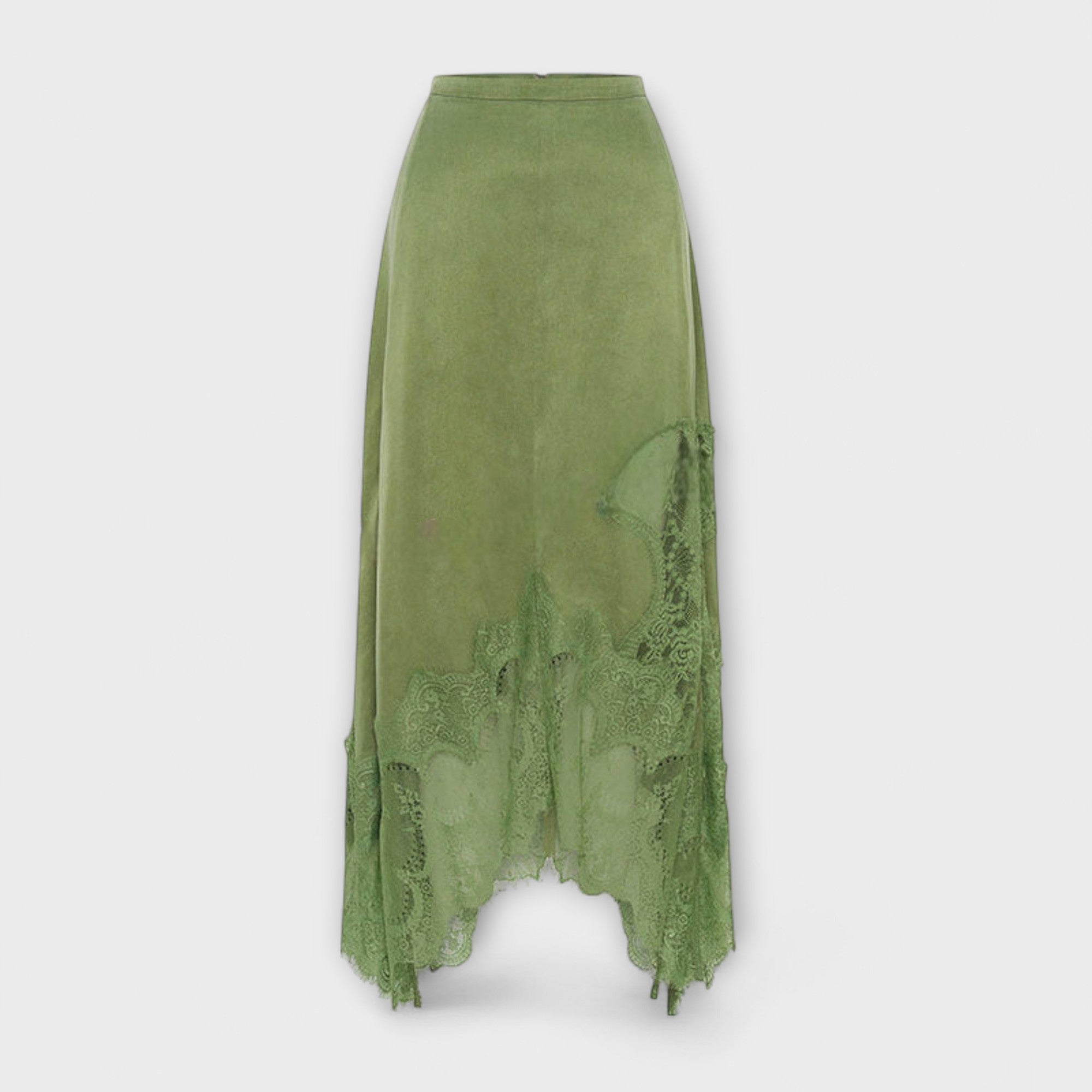 Kaia - Satinbluse mit Spitzenbesatz und plissiertem Ausschnitt im Set