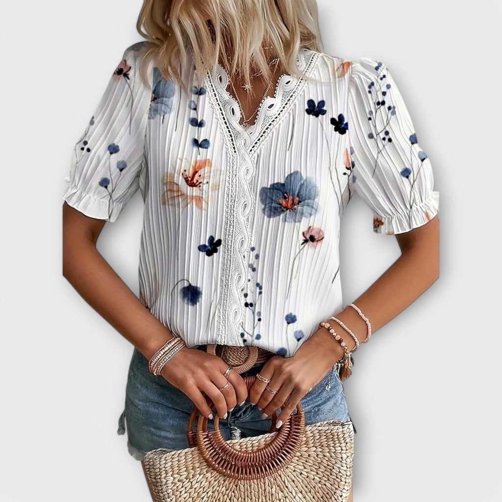 Emily - Modische Bluse mit spitzem Ausschnitt