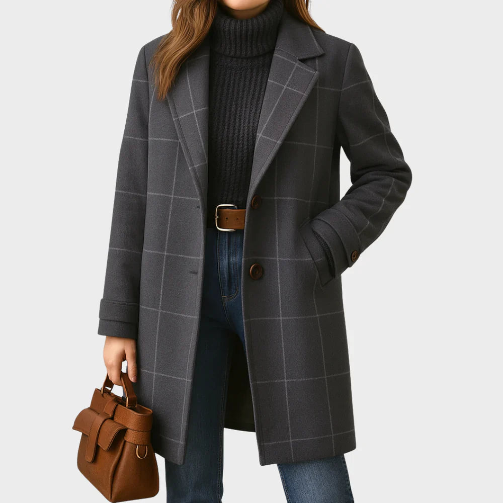 Katharina | Klassischer karierter Wolmantel