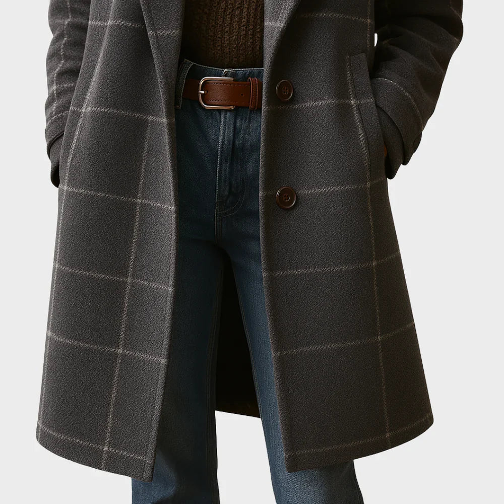 Katharina | Klassischer karierter Wolmantel