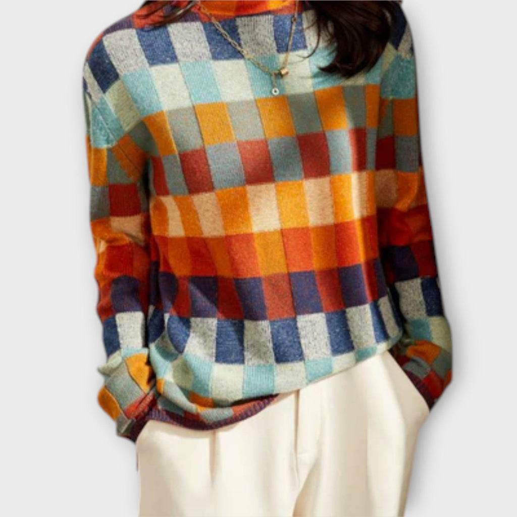 Erika - Patchwork Rollkragenpullover