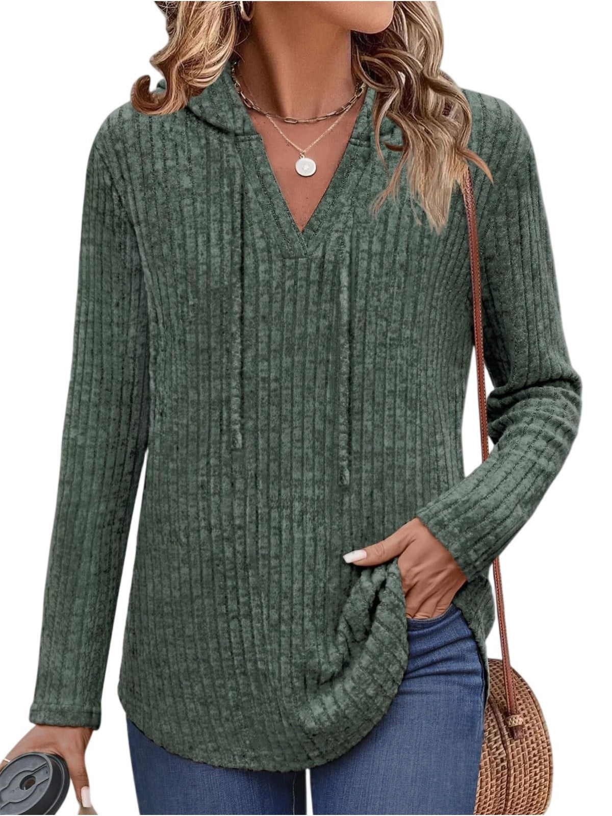 Mira | Weiches Ripp-Longsleeve mit Kapuze