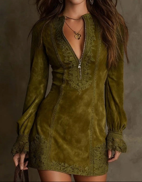 Jasmin – Blaues Mini-Kleid mit Spitze