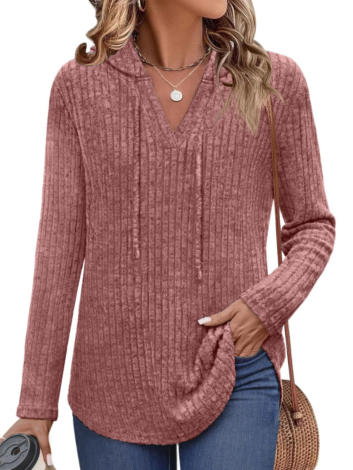 Mira | Weiches Ripp-Longsleeve mit Kapuze