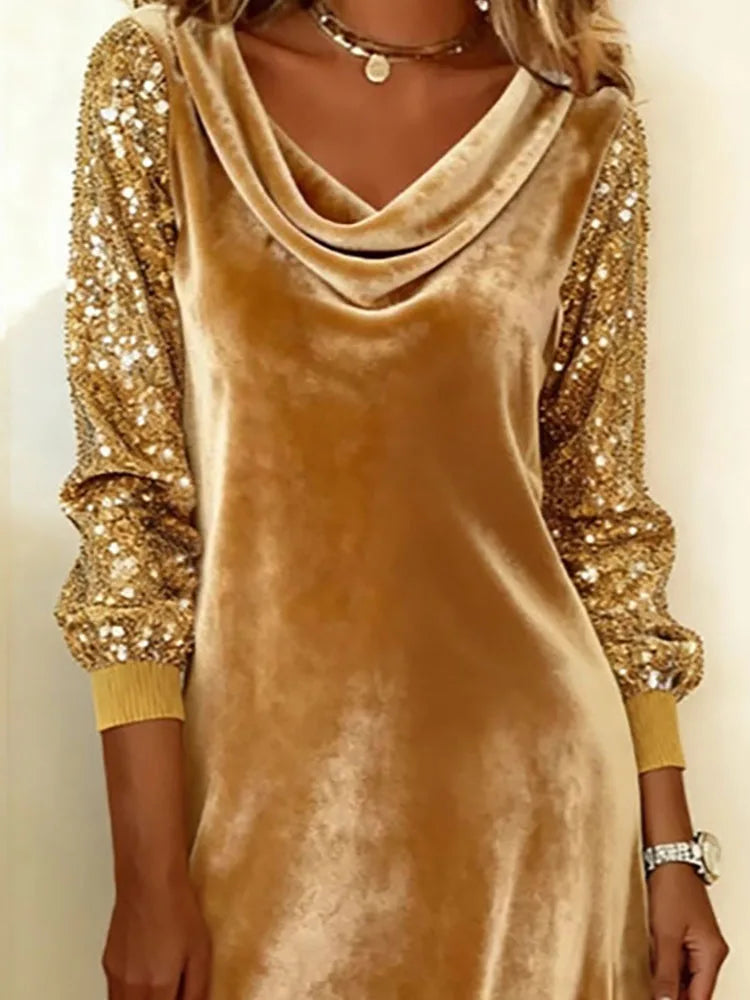 Aubrey | Samt Glitzer Ärmel Kleid